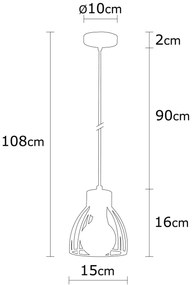 Chandelier Kemah – Preto – Diâmetro 15 cm, Altura 108 cm