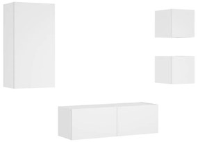 4 pcs móveis de parede para TV com luzes LED branco