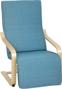 Poltrona Relax com Apoio para os Pés Ajustáveis Poltrona Estofada em Tecido com Estrutura de Madeira 66,5x94x100 cm Azul