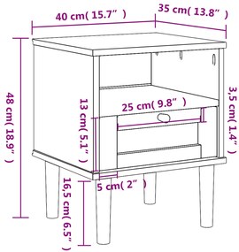 Mesa de cabeceira SENJA 40x35x48 cm pinho maciço branco