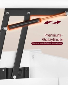 Mesa de centro com altura ajustável 50 x 100 x 49,1 cm/64,1 cm, gavetas e compartimentos Branca