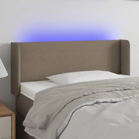 Cabeceira cama luzes LED tecido 83x16x78/88cm cinza-acastanhado