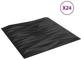 Painéis de parede 24 pcs 50x50 cm 6m² XPS pedra preto