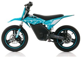 Mini moto elétrica para crianças velocidade até 30Km/h C/Limitador RFN SX-E350 WARRIOR 350W Supermotard 14/14” Azul Celeste
