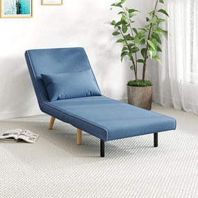 Poltrona conversível 3 em 1: poltrona-cama de 1 lugar com encosto de 5 posições, em tecido com almofada, azul