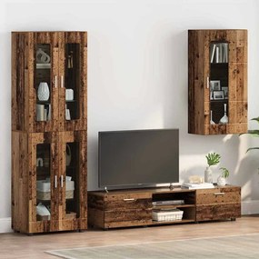 vidaXL Estante de Parede com porta Madeira antiga 55 x 29 x 100 cm