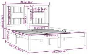 Estrutura de cama 120x200 cm pinho maciço branco
