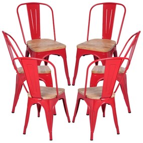 Pack 6 Cadeiras Torix Madeira Natural - Vermelho