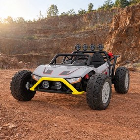 Carro elétrico para Crianças 2 Lugares Buggy Racing 5 24V Rodas Espuma EVA, assento couro ecológico Cinzento
