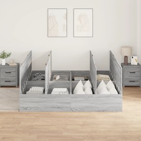 Estrutura de Cama Armazenamento vidaXL Cinza Sonoma 200x200 cm