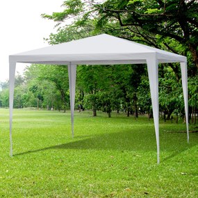 Outsunny Tenda de Jardim Impermeável 300x300x245 cm Tenda de Exterior com Tubos de Aço e Cobertura de PE Branco