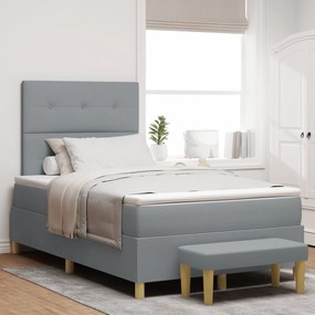 Camas Box com Colchão e Banco vidaXL Cinza Claro 120x200 cm Tecido