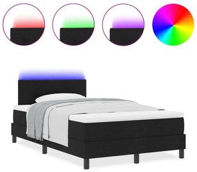 Cama Box Spring com Colchão e LED Preto 120x190 cm Tecido