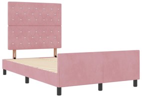 Estrutura de Cama Rosa 120x200 cm Veludo