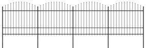 Cerca de jardim com topo em lanças (1,5-1,75)x6,8 m aço preto