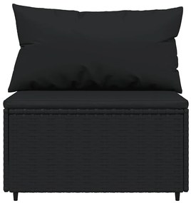 4 pcs conjunto lounge de jardim c/ almofadões vime PE preto