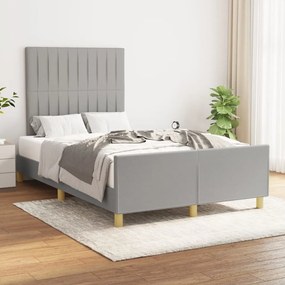 Estrutura de cama sem colchão cinza claro tecido