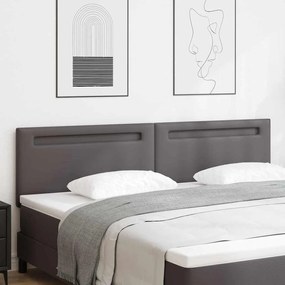 vidaXL Cabeceira LED Cinzeto 200 cm Couro Sintético