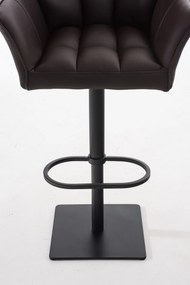 Banco de bar Damaso em couro sintético e estrutura preta 64 x 88-113 x 45 cm Castanho