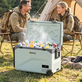Geleira Portátil Elétrico 42,5 L com Compressor Controlo por App Rodas Asa Barra -20 ℃ a 20 ℃ e Suporte para Telemóvel Verde