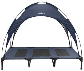 Cama Elevada para Cães com Toldo Removível Azul-marinho XL Aço