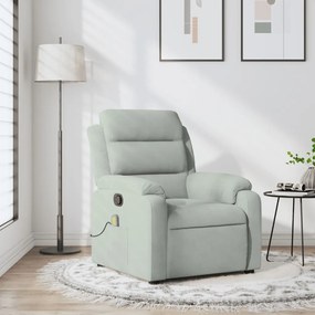 vidaXL Poltrona de massagens reclinável veludo cinzento-claro