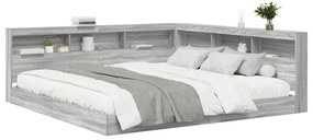 Cama com Estante Cinza Sonoma 180x200 cm Madeira Reconstituída