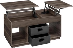 Mesa de centro ajustável com gavetas e compartimentos. | VASAGLE | 100 x 50 x 48,5 cm | LCT210K02.