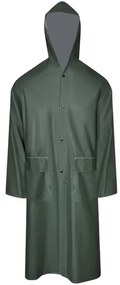 vidaXL Capa de chuva comprida resistente e impermeável + capuz verde M