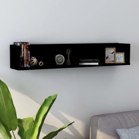 vidaXL Prateleira de parede para CD 100x18x18 cm deriv. madeira preto