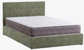 Cama Com Baú Articulado Estofada Abiel Chenille Verde Sálvia & 160 X 200 Cm & 160 X 200 Cm - Ivanor - Sklum