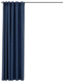 Cortinas opacas aspeto linho com ganchos 290x245 cm azul