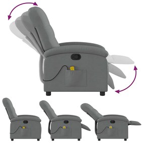 Poltrona de massagens reclinável tecido cinzento-escuro