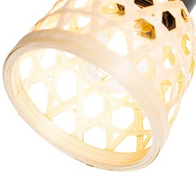 Projetores Orientais pretos com bambu 2-luzes - Rayan Oriental