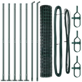 Cerca Euro com 7 Postes Flangeados 1.5x10 m Aço Galvanizado