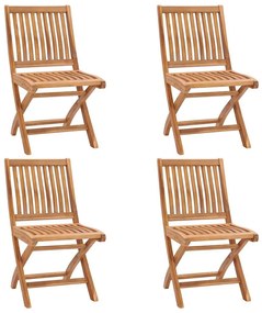 Cadeiras de jardim dobráveis c/ almofadões 4 pcs teca maciça