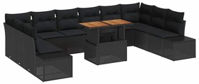 Conjunto de Jantar para o Jardim de 11 Peças com Almofadas Pretas em P