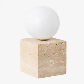 Aplique De Parede Quadrado Em Travertino Com Bola De Cristal Davise Travertine - Sklum