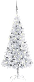 3077694 vidaXL Árvore Natal artificial pré-iluminada c/bola 120cm PET prateado