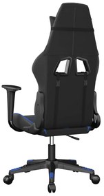 Cadeira gaming de massagens couro artificial preto e azul