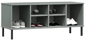 Sapateira pernas metal 106x35x45cm madeira maciça OSLO cinzento