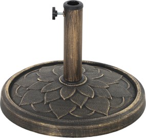 Base redonda para guarda-sol de jardim em resina, com 12 kg, para mastros de guarda-sol de 32, 38 e 48 mm, em tom bronze