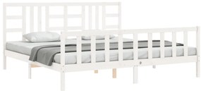 Cama sem colchão 200x200 cm madeira de pinho maciça branco