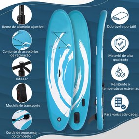 Outsunny Prancha de Paddle Surf Insuflável 300x76x15cm Prancha de Stan