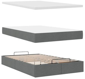 Cama otomana com colchão 120x190 cm tecido cinzento escuro