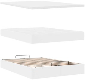 Estrutura de cama otomana com colchão branco couro falso