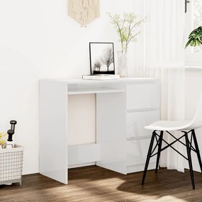 vidaXL Secretária 90x45x76 cm derivados de madeira branco brilhante