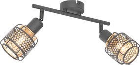 Candeeiro de teto design preto com dourado 2-luzes - Noud