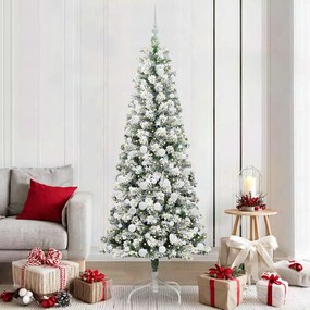 vidaXL Árvore de Natal Articulada Artificial Verde e Branco 210 cm