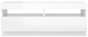 Móvel de TV com luzes LED 100x35x40 cm branco brilhante